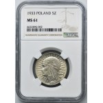 Head of a Woman, 5 gold Warsaw 1933 - NGC MS61