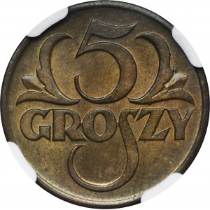 5 groszy 1923 Mosiądz - NGC MS65