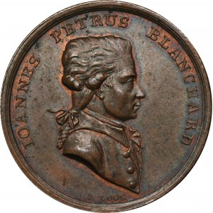 Medal z okazji pierwszego lotu balonem w Rzeczypospolitej 1788 Jean-Pierre Blanchard - RZADKI