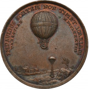 Medal z okazji pierwszego lotu balonem w Rzeczypospolitej 1788 Jean-Pierre Blanchard - RZADKI
