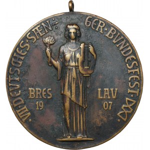 Schlesien, Medaille anlässlich des 7. Treffens der Ensembles des Deutschen Sängerbundes Wrocław 1907