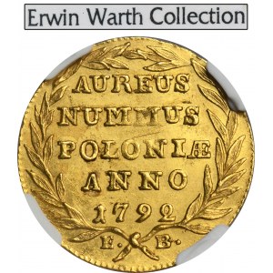 Poniatowski, Dukát Varšava 1792 EB - NGC MS60 - ex. Erwin Warth Collection