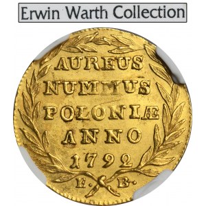 Poniatowski, Ducat Warsaw 1792 EB - NGC MS60 - ex. Erwin Warth Collection