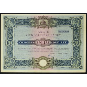 Živnostenská Banka, akcja 200 koron 1933