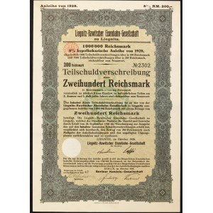 Liegnitz-Rawitscher Eisenbahn Gesellschaft, 8% dluhopis 200 marek 1928