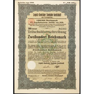 Liegnitz-Rawitscher Eisenbahn Gesellschaft, 8% bond 200 marks 1928