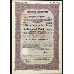 Liegnitz-Rawitscher Eisenbahn Gesellschaft, 8% Anleihe 500 Mark 1928