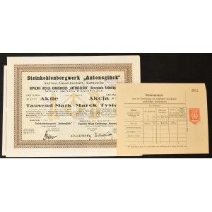 Antonsgluck (Antony's Luck) uhoľná baňa, 1 000 mkp 1923, Ser. A