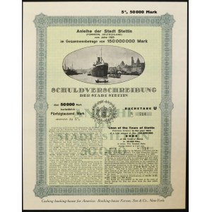 Szczecin, 5% loan of 1923, bond of 50,000 marks