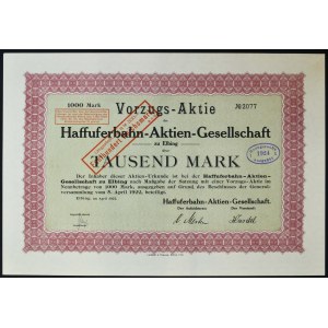 Elblag, Haffuferbahn AG, 1,000 marks 1922