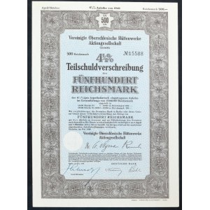 Vereinigte Oberschlesische Huttenwerke Aktiengesellschaft, 4,5% dluhopis 500 marek 1942