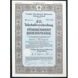 Vereinigte Oberschlesische Huttenwerke Aktiengesellschaft, 4.5% bond 500 marks 1942