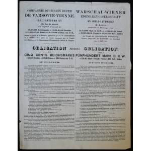 Towarzystwo Drogi Żelaznej Warszawsko-Wiedeńskiej, 4% obligacja 500 marek 1901, seria X