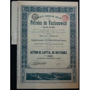 S.A. Belge des Petroles de Tustanowice (Galicie), akcja na 100 franków