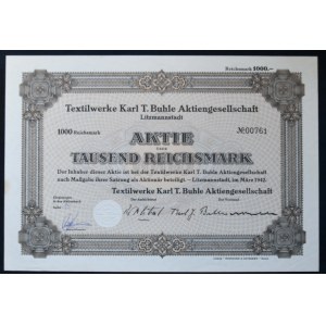 Lodz, Textilwerke Karl T. Buhle AG, 1,000 marks 1942