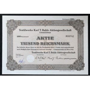 Łódź, Textilwerke Karl T. Buhle AG, 1 000 marks 1942