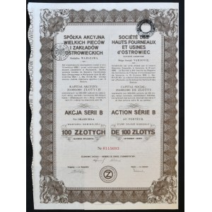 Joint Stock Company of the Great Furnaces and Ostrowiec Works, 100 zloty, series B