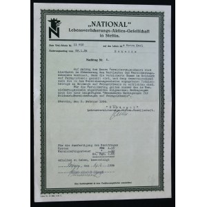 Nationale Lebensversicherungs AG, Nachtrag zur Versicherungspolice 1934
