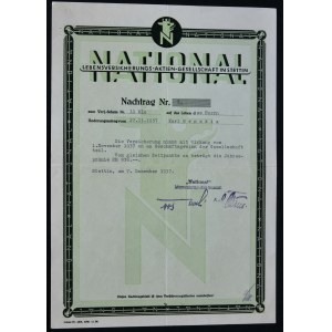 Nationale Lebensversicherungs AG, Nachtrag zur Versicherungspolice 1937