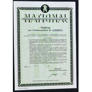 National Lebensversicherungs AG, dodatok k poistnej zmluve 1937
