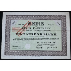 Meyer Kauffmann Textilwerke AG, 1 000 marks 1922