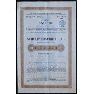 Železničná spoločnosť Ľvov-Černošice-Jasy, 4% dlhopis 200 guldenov 1894