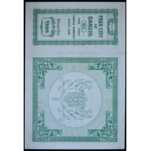 Danzig, tabakový monopol, 100 libier 1927, Danziger Besitz