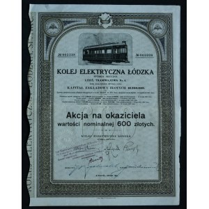 Kolej Elektryczna Łódzka S.A., 600 zł 1929