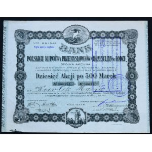 Bank der polnischen christlichen Kaufleute und Industriellen in Lodz, 10 x 500 mkp 1922, Ausgabe IV