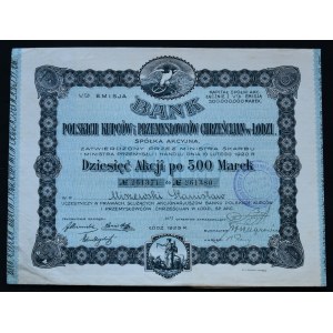 Bank of Polish Christian Merchants and Industrialists in Lodz, 10 x 500 mkp 1923, Issue V
