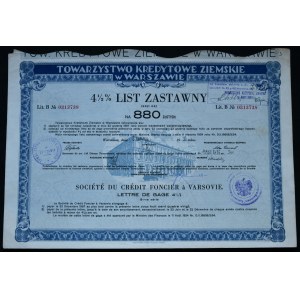 Towarzystwo Kredytowe Ziemskie ve Varšavě, 4,5% hypoteční zástavní list série 5, 880 zlotých