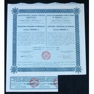 Society of Sosnowiec Mines and Steel Works S.A., provisional certificate 1930