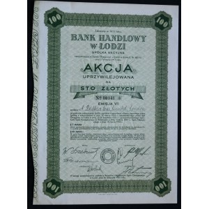 Bank Handlowy w Łodzi S.A., 100 zł 1935 - Uprzywilejowana, Emisja VI