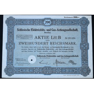 Schlesische Elektricitäts und Gas AG, 200 marks 1927