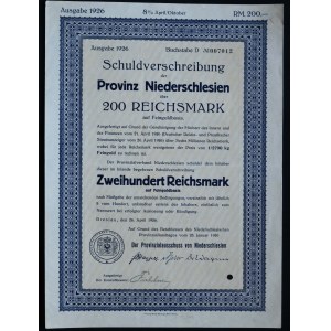 Provinz Niederschlesien, Anleihe 200 Mark 1926
