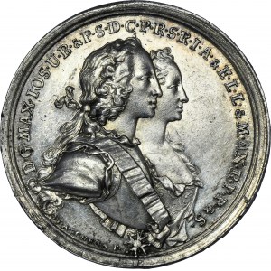 Německo, Bavorsko, svatební medaile Maxmiliána III. Josefa a Marie Anny Saské 1747 - RARE