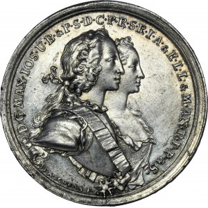 Niemcy, Bawaria, Medal zaślubinowy Maksymiliana III Józefa i Marii Anny Saskiej 1747 - RZADKI