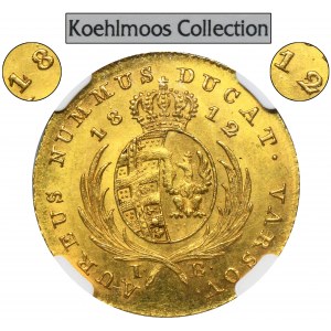 Duchy of Warsaw, Ducat Warsaw 1812 IB - NGC MS62 - ex. Koehlmoos Collection