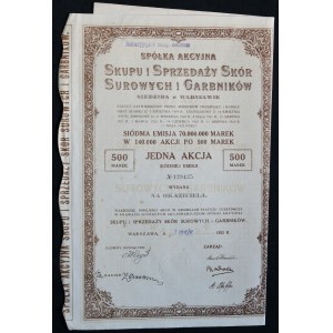 Akciová spoločnosť pre nákup a predaj surových koží a trieslovín, 500 mkp 1923, číslo VII