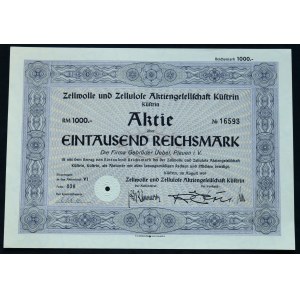 Zellwolle und Zellulose AG Küstrin, 1,000 marks 1939