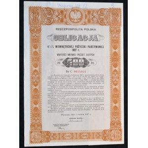 4,5% Pożyczka Wewnętrzna 1937, obligacja 500 zł - seria C