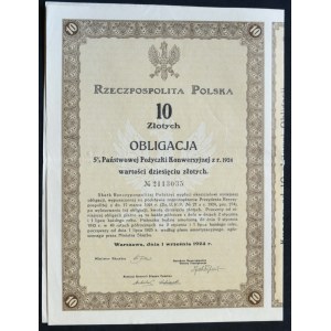 5% státní konverzní půjčka 1924, 10 liber - celý kuponový arch