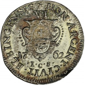 Augustus III of Poland, 6 Groschen Elbing 1762 ICS - RARE, ex. Dr. Max Blaschegg