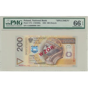 200 złotych 1994 - WZÓR - AA 0000000 - Nr. 1901 - PMG 66 EPQ