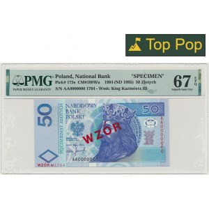 50 złotych 1994 WZÓR - AA 0000000 - Nr 1764 - PMG 67 EPQ