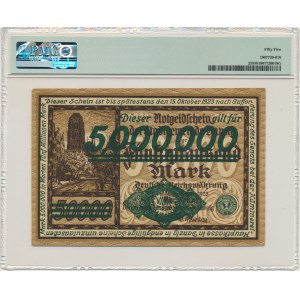 Danzig, 5 milion Mark 1923 - green overprint - PMG 55