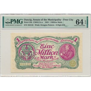 Danzig, 1 Million Mark 08. August 1923 - Nr. 6 Stelle mit ❊ ungedreht - PMG 64 EPQ