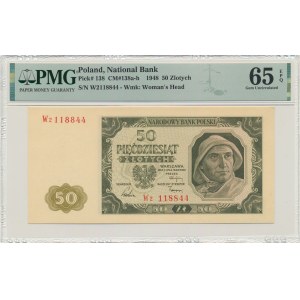 50 zloty 1948 - W2 - PMG 65 EPQ - FIRST NOTICE IN UNC - RARE.