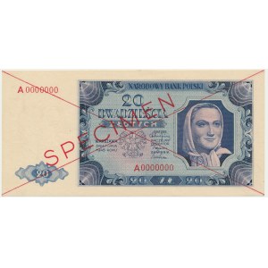 20 zlotých 1948 - SPECIMEN - A 0000000 -