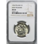 Piłsudski, 5 złotych 1934 - NGC MS60